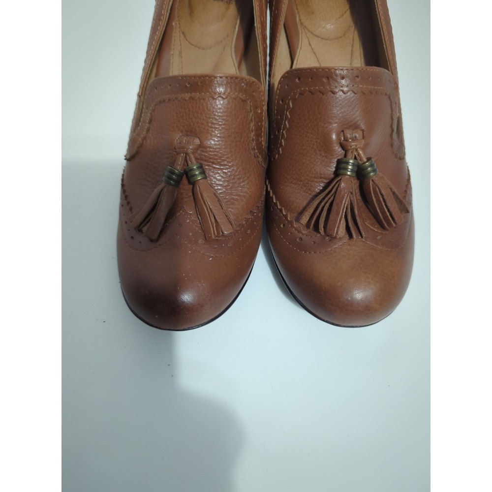Sofft Loafer Pumps 8.5 Brown Leather Comfort Vintage Style Academia Tassel - Picture 8 of 16